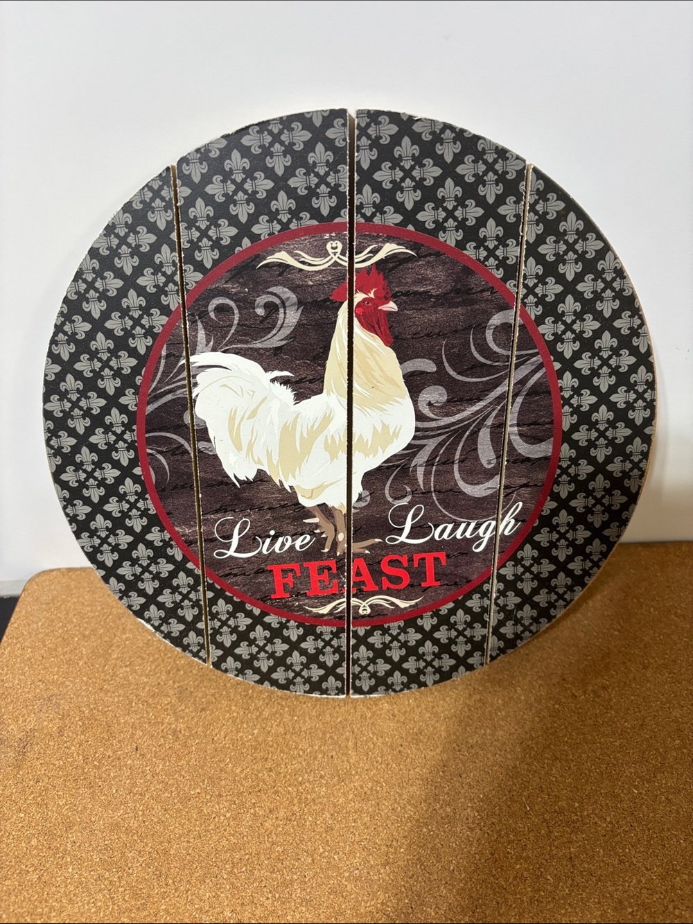 💐3/$15 Live Laugh Feast Rooster Wall Decor - Black & White 10”